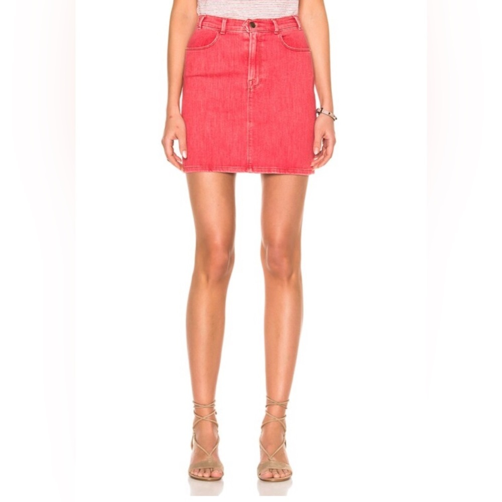 Frame Denim Le Color Pencil Crimson Red Casual Mini Jean Skirt LRPSK209 Size 25
